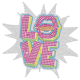 Say Love Out Loudly Color Blocking Neon Rhinestud Transfer